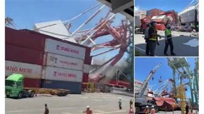 عاجل| لحظة اصطدام سفينة تايوانية حمولتها 80 ألف طن برصيف الميناء (فيديو)