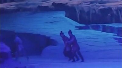 عاجل| ذئاب تهاجم الفنانين على المسرح  (فيديو)