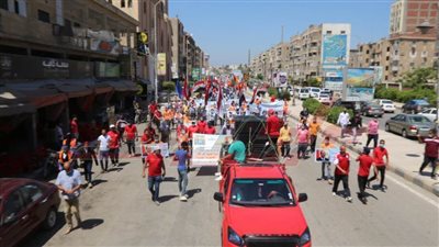 انطلاق مسيرة حاشدة للشباب والرياضة بكفر الشيخ احتفالا بثورة 30 يونيو