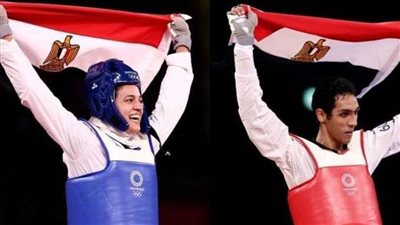 استقبال حافل لهداية ملاك وسيف عيسى بمطار القاهرة بعد إنجاز الأولمبياد