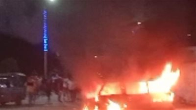 حريق هائل بسيارة سوزوكي بالخانكة دون خسائر بشرية