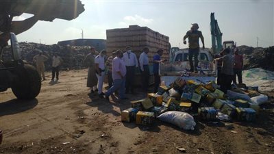 إعدام 44 ألف عبوة جبن ومواد غذائية منتهية الصلاحية بالبحيرة.. (فيديو وصور)