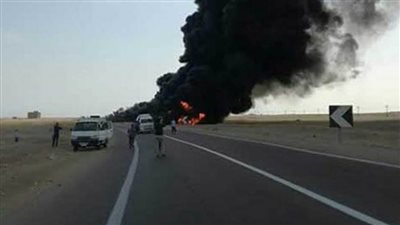 عودة الحركة المرورية بالطريق الحر عقب حريق سيارة ومصرع شخصين ببنها