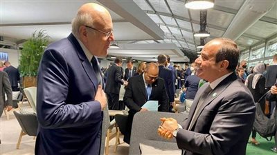 الرئيس السيسي يلتقي رئيس وزراء لبنان على هامش قمة المناخ بجلاسكو