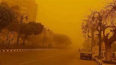 عاصفة ترابية تحجب الرؤية ببني سويف
