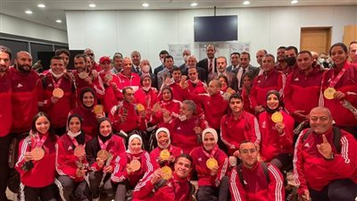 بالصور.. وزير الرياضة يستقبل بعثة منتخب مصر للكاراتيه بمطار القاهرة 