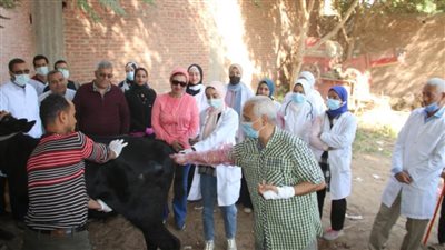 بيطري أسيوط يستقبل 3361 حالة ويفحص 4537 رأسًا بقافلة قرية العزية البيطرية