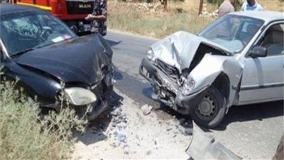 إصابة 7 أشخاص في تصادم سيارتين بصحراوي بني مزار شمال المنيا