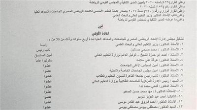 وزير الشباب والرياضة يعتمد مجلس الإدارة الجديد للاتحاد الرياضي للجامعات