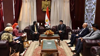 وزير الشباب والرياضة يستقبل السفير الياباني بمصر ورئيسي اتحادي الكاراتيه والجودو