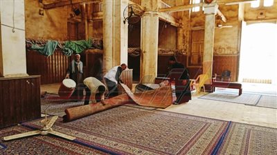 تمهيدًا لبدء أعمال الترميم.. بدء إخلاء مسجد أبو غنام الأثري بكفرالشيخ
