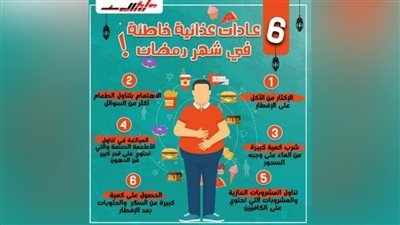 بالإنفوجراف.. 6 عادات غذائية خاطئة فى شهر رمضان الكريم