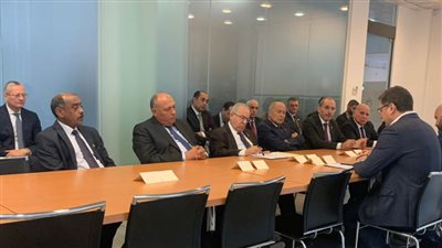 شكرى ووزراء مجموعة الاتصال العربية يعقدون جلسة مشاورات مع وزير الخارجية الأوكراني