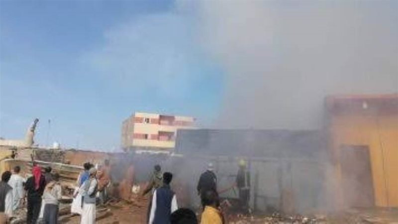 حريق شب بأحد منافذ