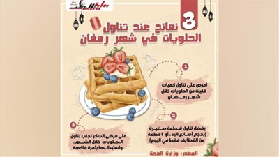 بالإنفوجراف| 3 نصائح عند تناول الحلويات في شهر رمضان الكريم 