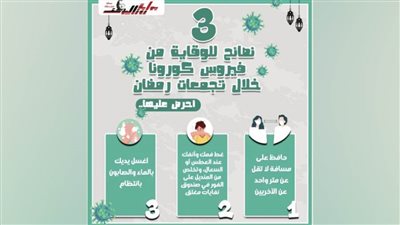 بالإنفوجراف| 3 نصائح للوقاية من فيروس كورونا خلال تجمعات رمضان