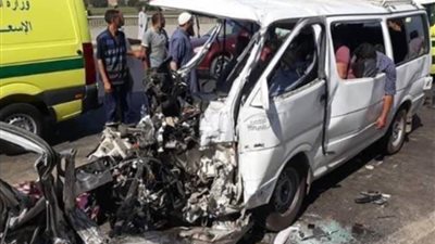 مصرع وإصابة 5 أشخاص فى حادث تصادم بالطريق الدائرى بالقليوبية 