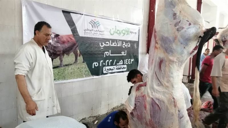 ذبح ٨٤ أضحية وتوزيعها