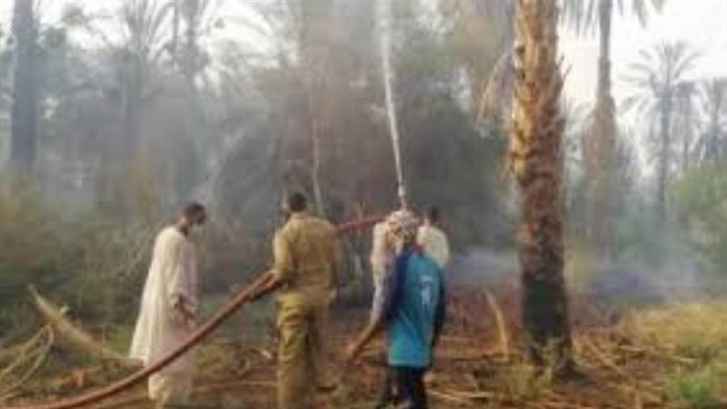 إخماد حريق بمزرعة