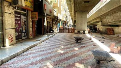  تركيب بلاط الإنترلوك ورفع كفاءة منطقة أسفل كوبري جرجا بسوهاج