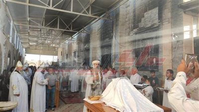 بعد تعرضها لحريق.. شاهد أول قداس بكنيسة الأنبا بيشوي بمدينة المنيا الجديدة.. صور 