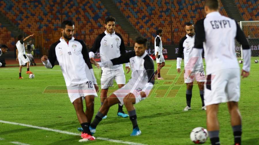 إحماءات منتخب مصر قبل لقاء توجو في تصفيات كاس أمم إفريقيا