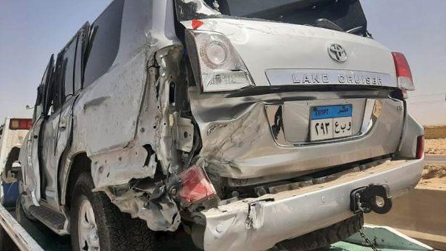 سيارة وزير الشباب بعد الحادث