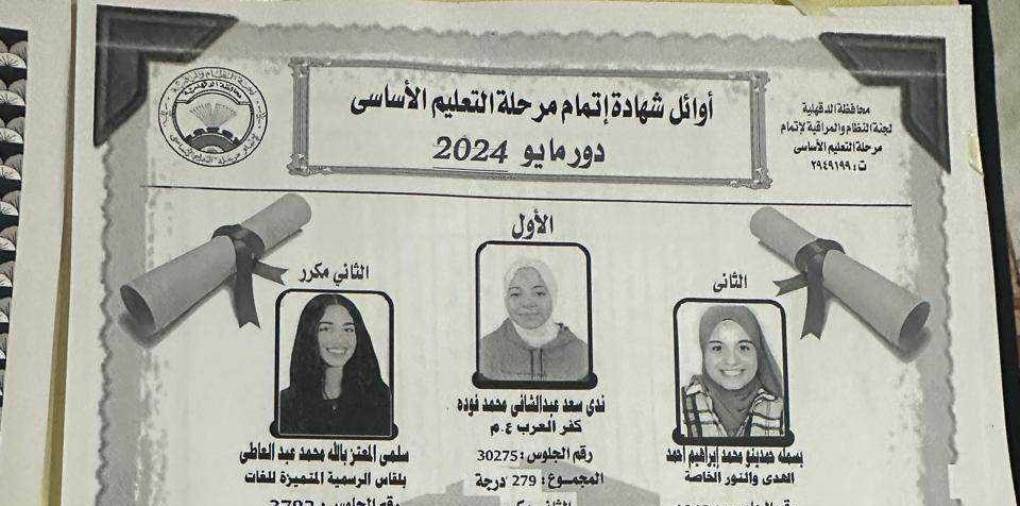 أوائل اعدادية الدقهلية