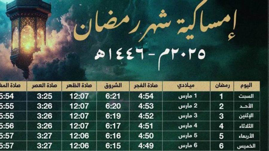 بوابة روز اليوسف | عاجل| « امساكية رمضان 2025 » وموعد « اول يوم رمضان»