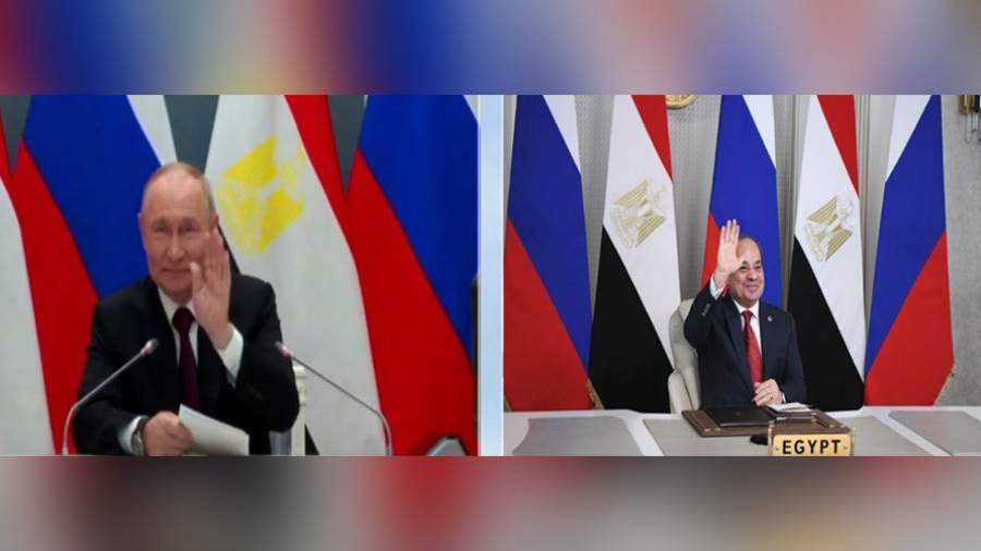 الرئيس السيسي وبوتين عبر تقنية الفيديو كنفرانس