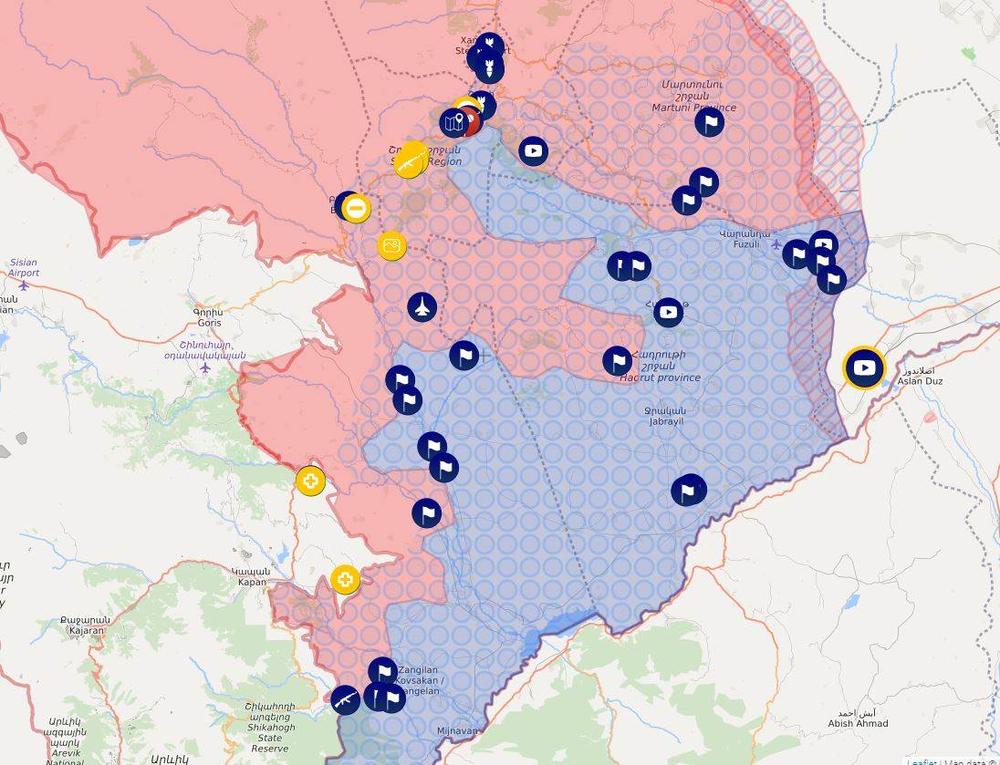 خريطة تظهر سيطرة القوات الأذرية 
