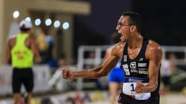 احمد الجندي ولحظه نهاية السباق والتتويج بالفضية الأولمبية 