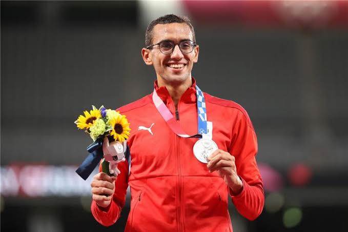احمد الجندي لحظه تتويجه بالفضية الأولمبية 