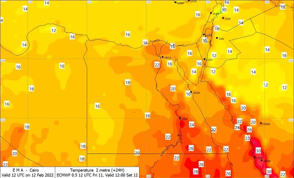 درجات الحرارة في مصر والمنطقة العربية