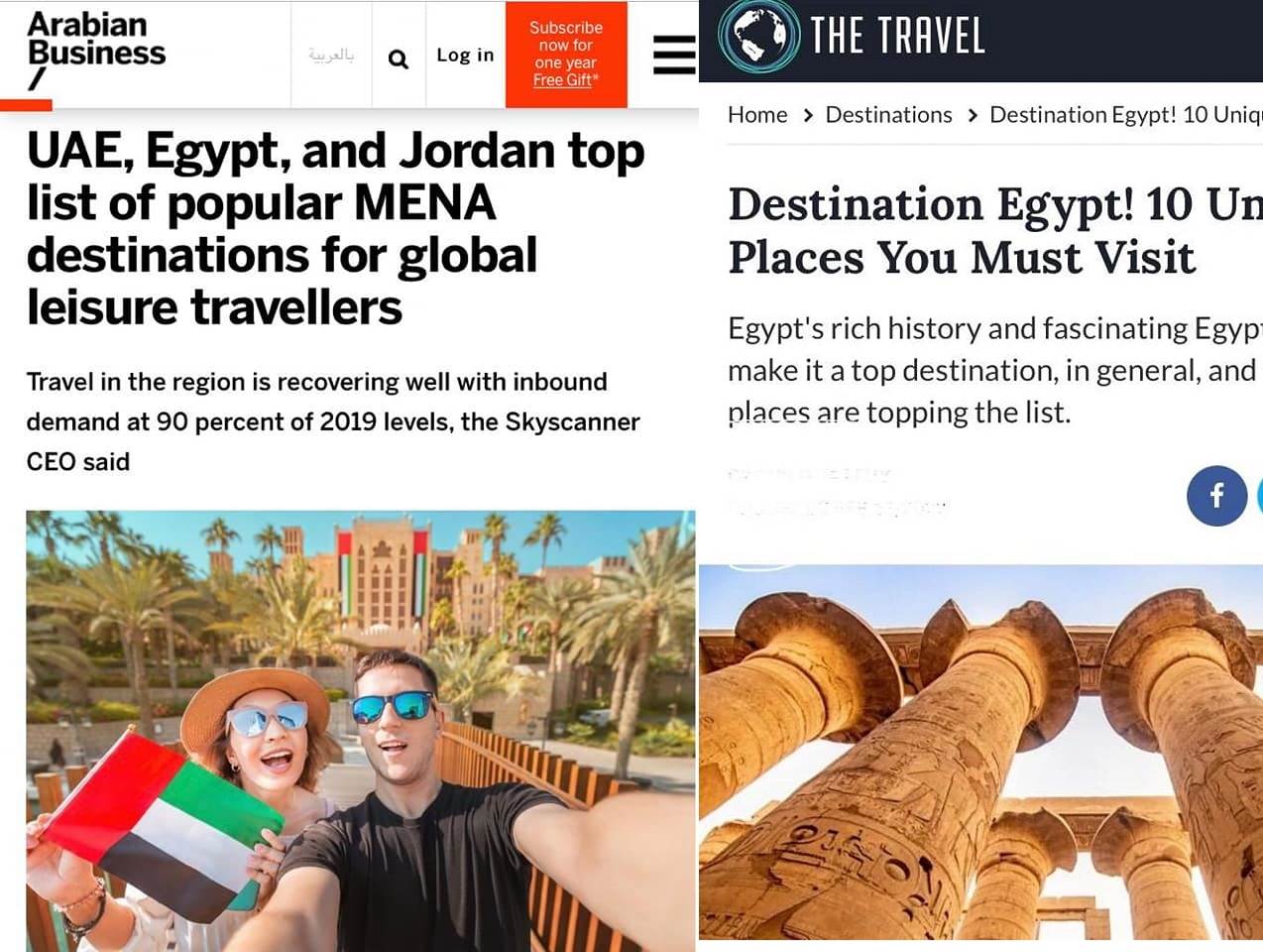 مواقع تسلط الضوء على المقاصد السياحية المصرية
