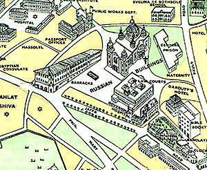 خريطة تظهر المجمع الأقدس الروسي وسط القدس