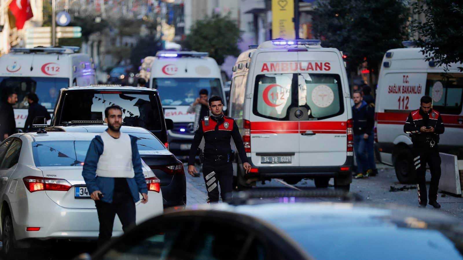 موقع الانفجار في شارع الأستقلال بميدان تقسيم في اسطنبول التركية