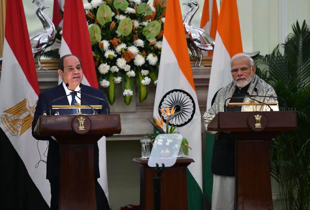 الرئيس السيسي خلال المؤتمر الصحفي المشترك مع رئيس وزراء جمهورية الهند