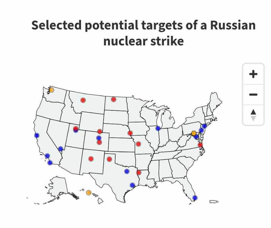 المدن الامريكية المستهدفة في حال اندلاع الحرب مع روسيا