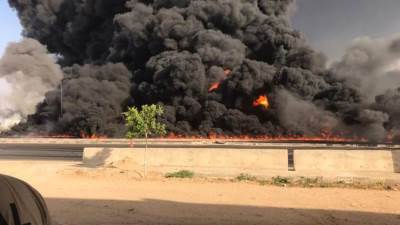 عاجل.. حريق ماسورة بترول بطريق الإسماعيلية الصحراوي "صور وفيديو"