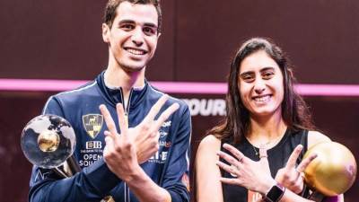 علي فرج لاعب أندية وادي دجلة يتوج ببطولة العالم للإسكواش للمرة الرابعة