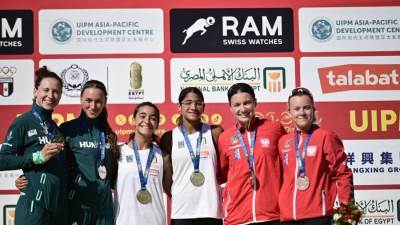 ملك إسماعيل وفريدة خليل تتوجان بذهبية تتابع السيدات ببطولة العالم للتتابعات للخماسي الحديث