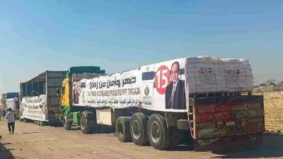 5 شاحنات مساعدات من الحسينية بالشرقية إلى غزة تضامنا مع الشعب الفلسطيني 