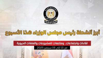 المركز الإعلامي لمجلس الوزراء يستعرض بالإنفوجراف أبرز أنشطة مدبولي هذا الأسبوع